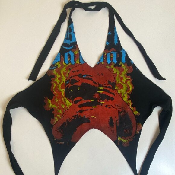 🔥 90s Vintage Band Halter Top – Black Sabbath Born Again Album Print (XS) - Picture 3 of 4